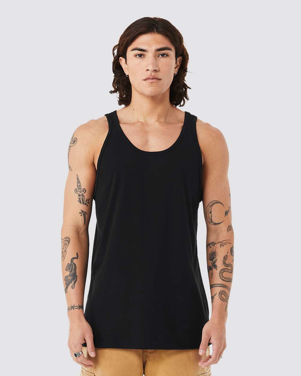 Unisex Triblend Tank - OnModelFront - B04206502 - Solid Black Triblend