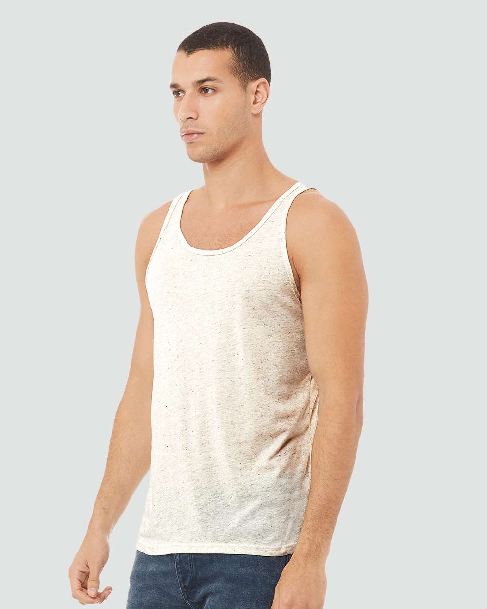 Unisex Triblend Tank - OnModelSide - B04206242 - Oatmeal Triblend