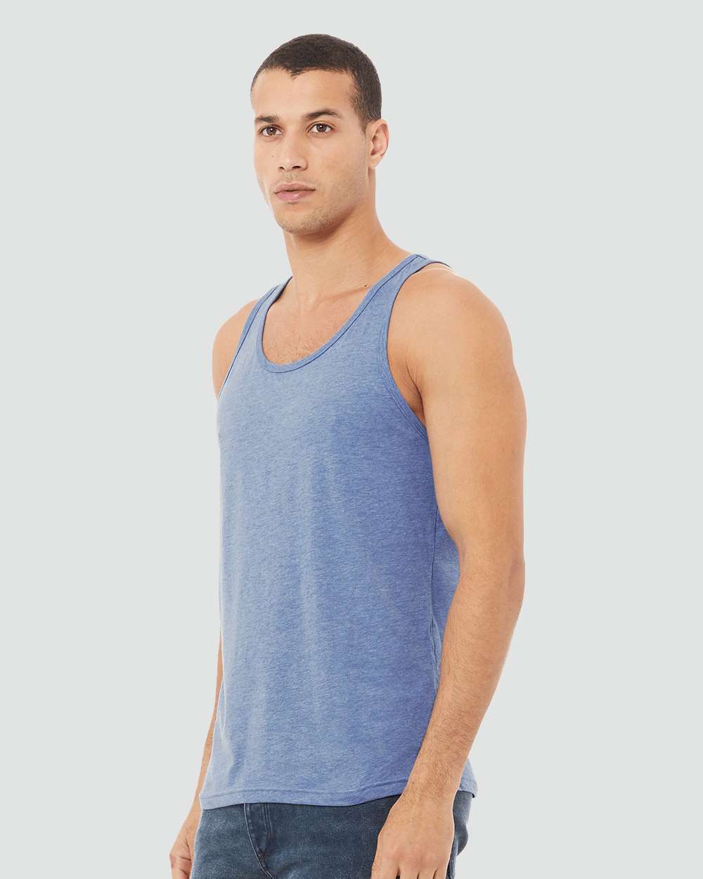 Unisex Triblend Tank - OnModelSide - B04206252 - Blue Triblend