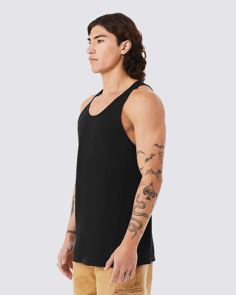 Unisex Triblend Tank - OnModelSide - B04206502 - Solid Black Triblend