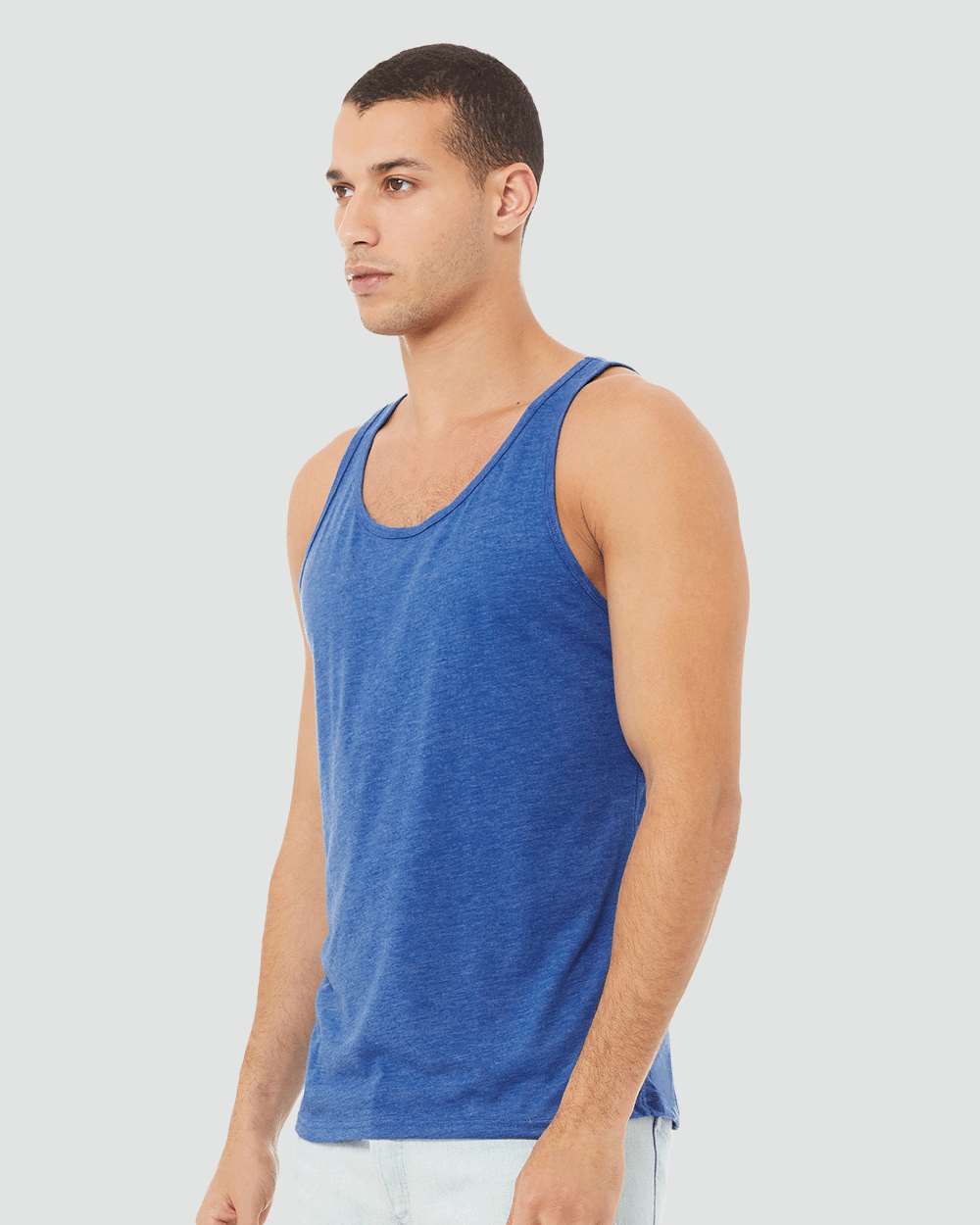 Unisex Triblend Tank - OnModelSide - B04206752 - True Royal Triblend