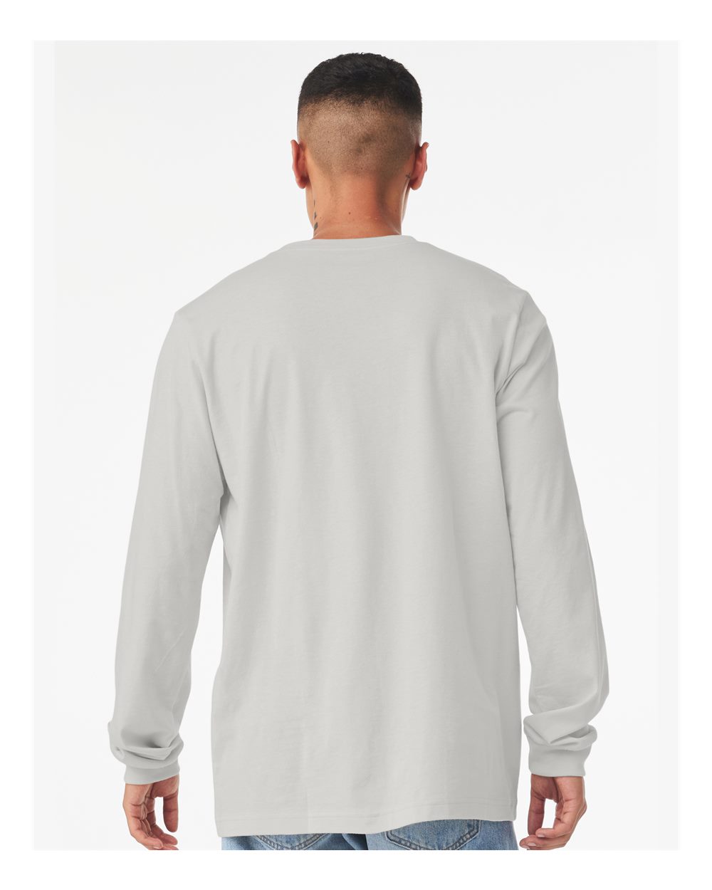 Unisex Jersey Long Sleeve Tee - OnModelBack - B05606032 - Silver