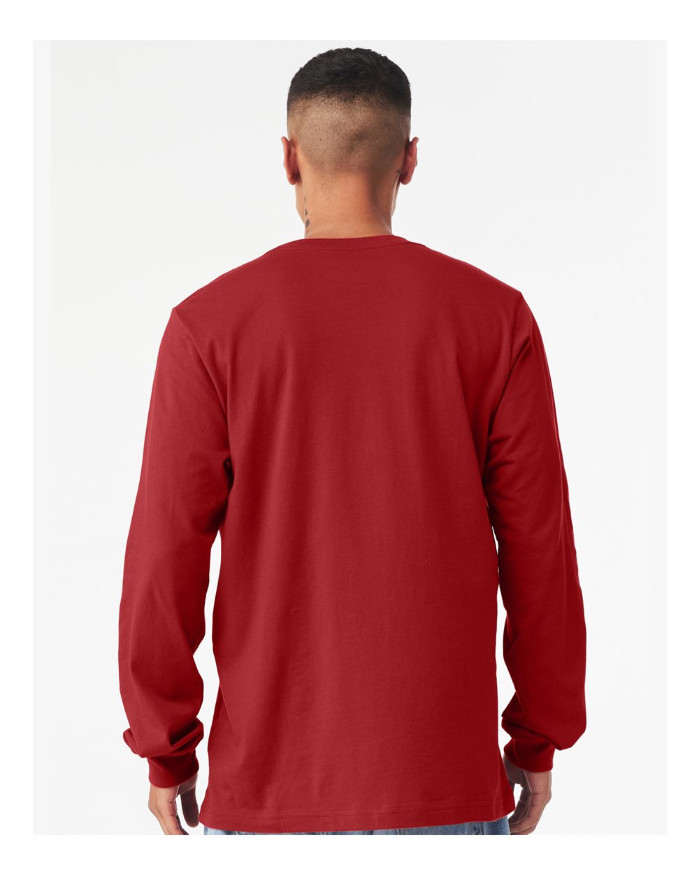 Unisex Jersey Long Sleeve Tee - OnModelBack - B05606042 - Canvas Red