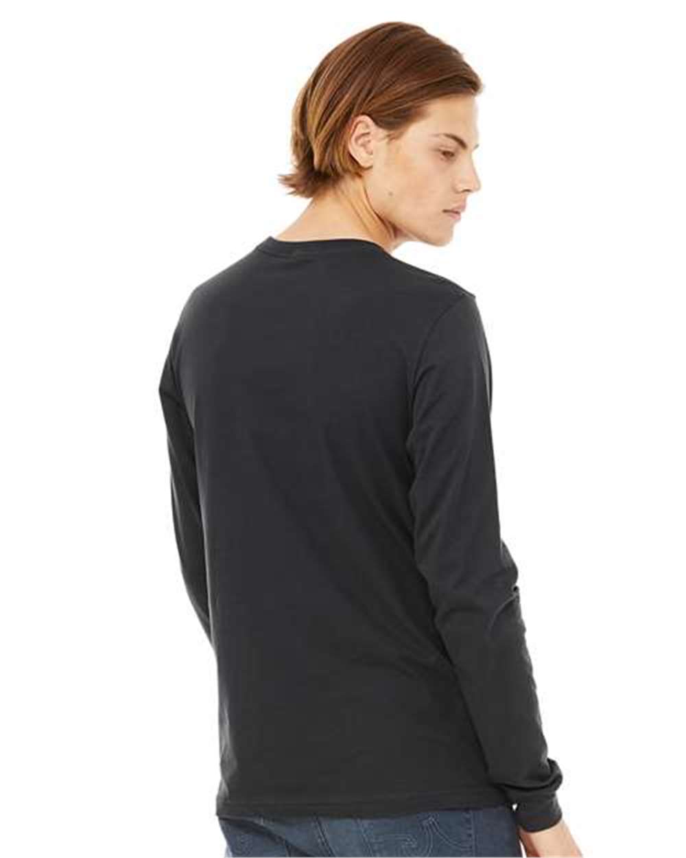 Unisex Jersey Long Sleeve Tee - OnModelBack - B05606082 - Dark Grey
