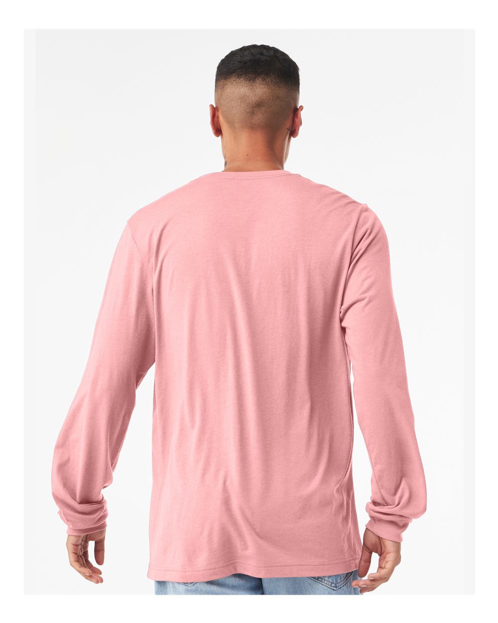Unisex Jersey Long Sleeve Tee - OnModelBack - B05606352 - Pink