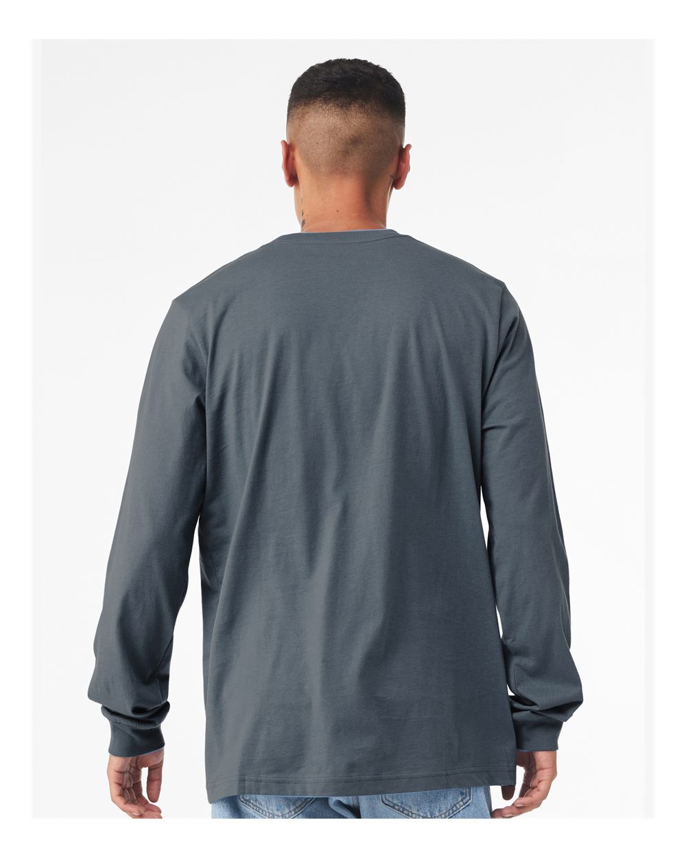 Unisex Jersey Long Sleeve Tee - OnModelBack - B05606432 - Steel Blue