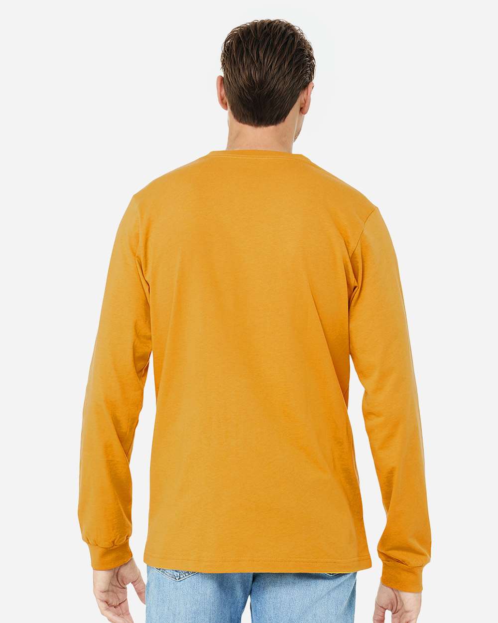Unisex Jersey Long Sleeve Tee - OnModelBack - B05606462 - Mustard