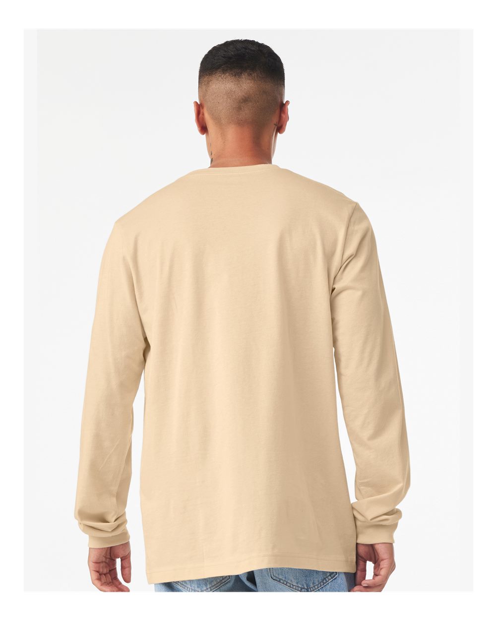Unisex Jersey Long Sleeve Tee - OnModelBack - B05606552 - Soft Cream