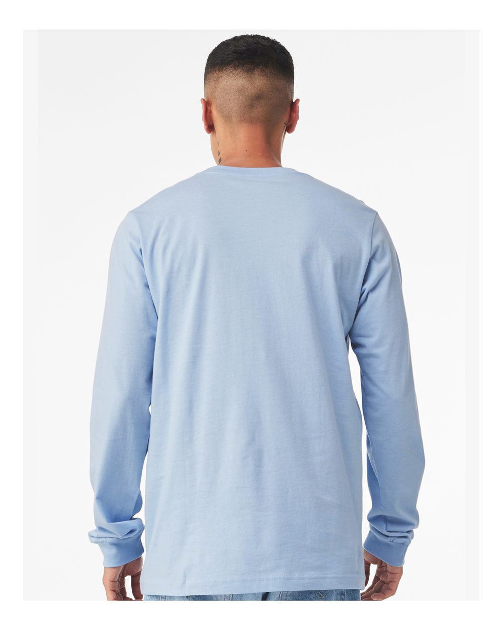 Unisex Jersey Long Sleeve Tee - OnModelBack - B05606582 - Baby Blue