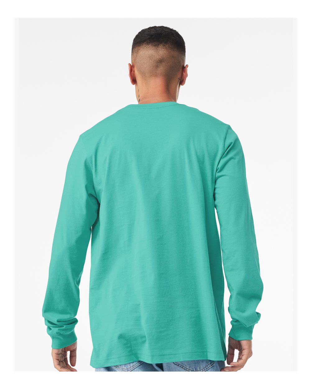 Unisex Jersey Long Sleeve Tee - OnModelBack - B05606772 - Teal