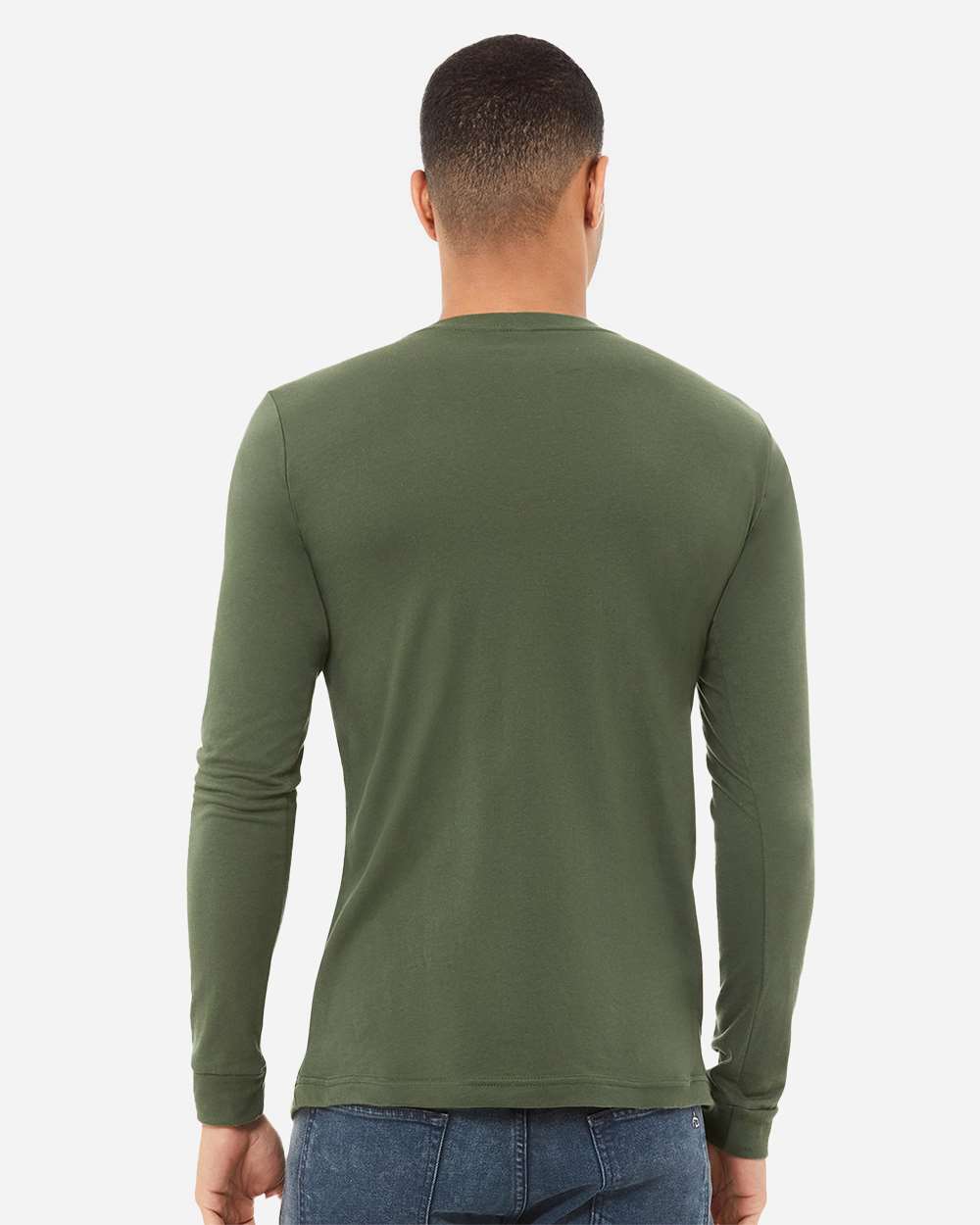 Unisex Jersey Long Sleeve Tee - OnModelBack - B05606912 - Military Green
