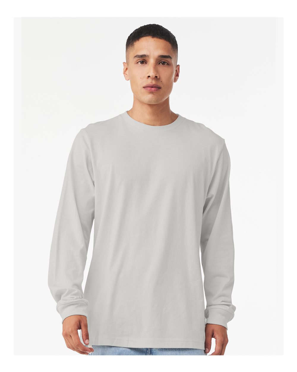 Unisex Jersey Long Sleeve Tee - OnModelFront - B05606032 - Silver