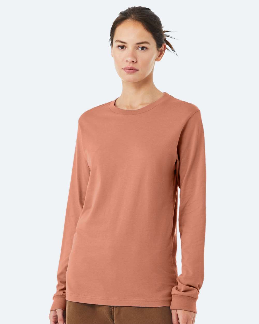 Unisex Jersey Long Sleeve Tee - OnModelFront - B05606062 - Terracotta