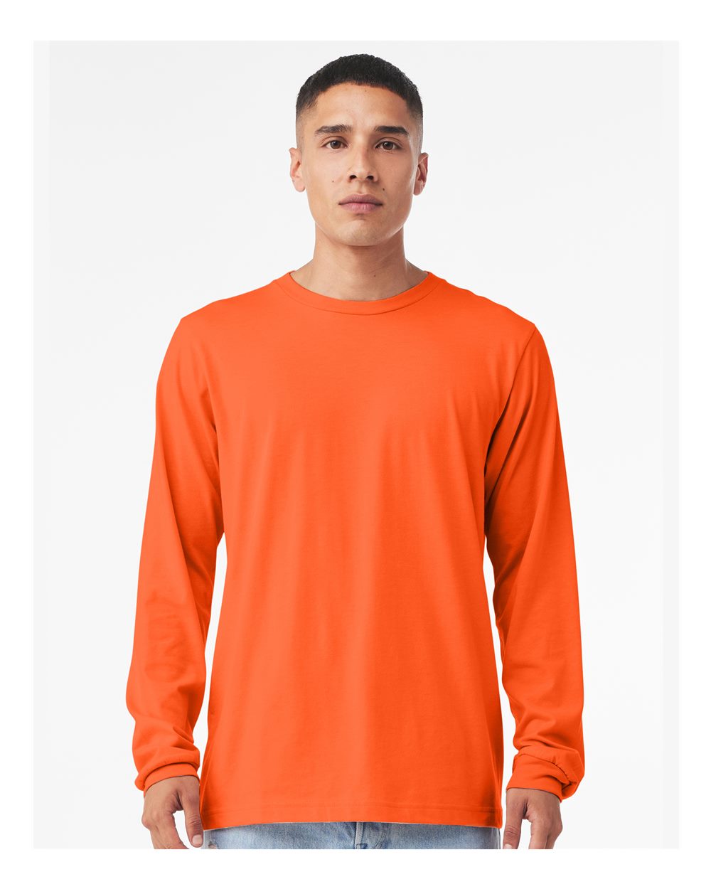 Unisex Jersey Long Sleeve Tee - OnModelFront - B05606162 - Orange