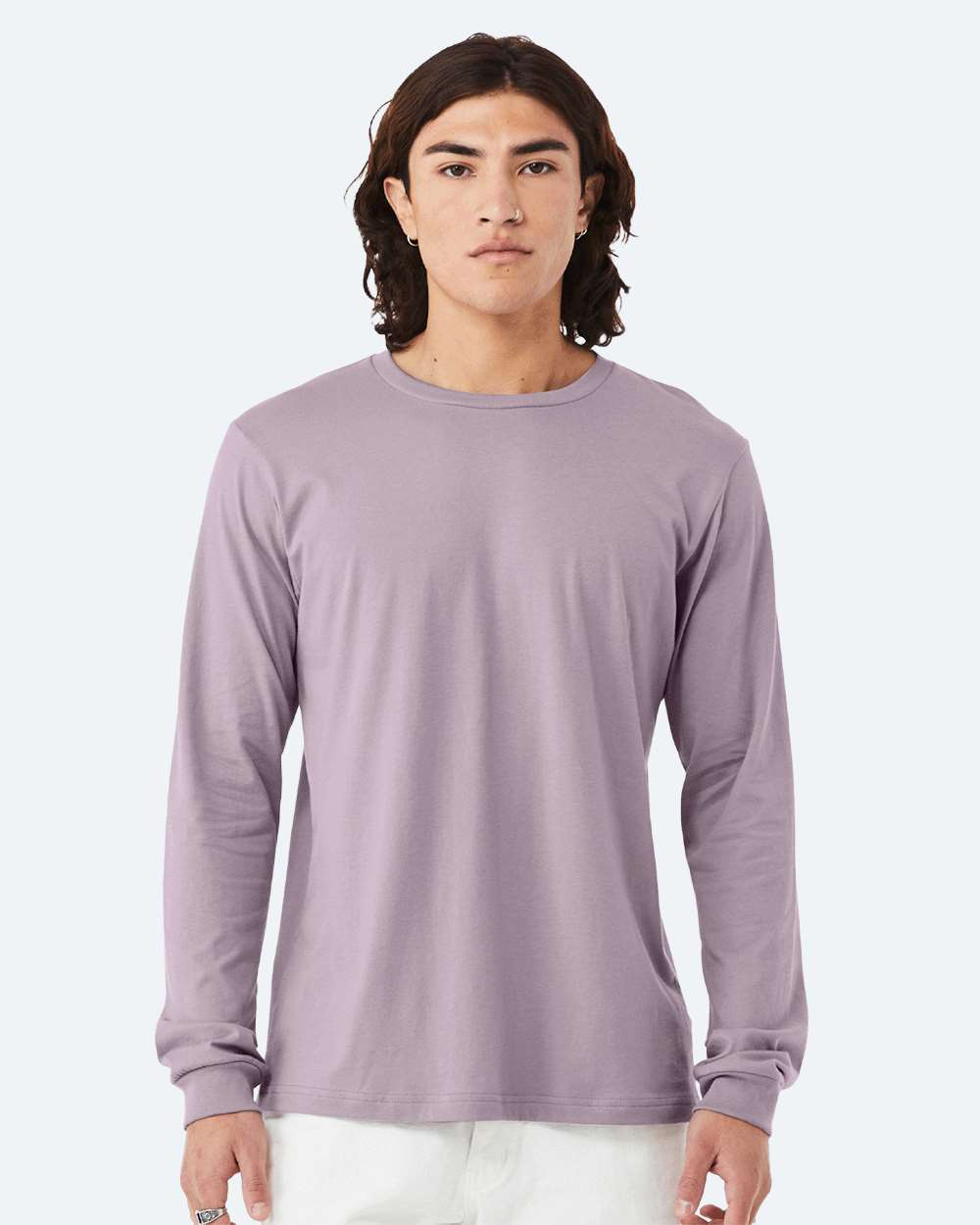 Unisex Jersey Long Sleeve Tee - OnModelFront - B05606292 - Light Violet