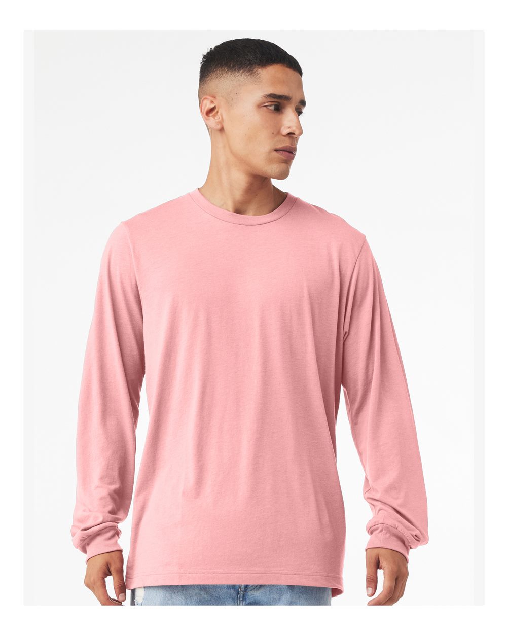 Unisex Jersey Long Sleeve Tee - OnModelFront - B05606352 - Pink