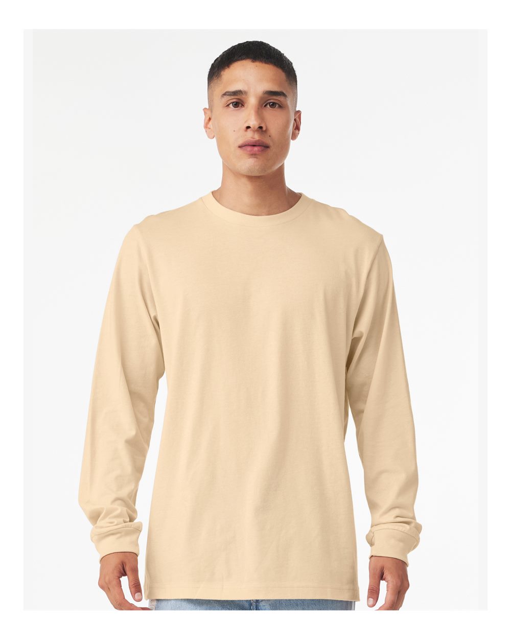 Unisex Jersey Long Sleeve Tee - OnModelFront - B05606552 - Soft Cream