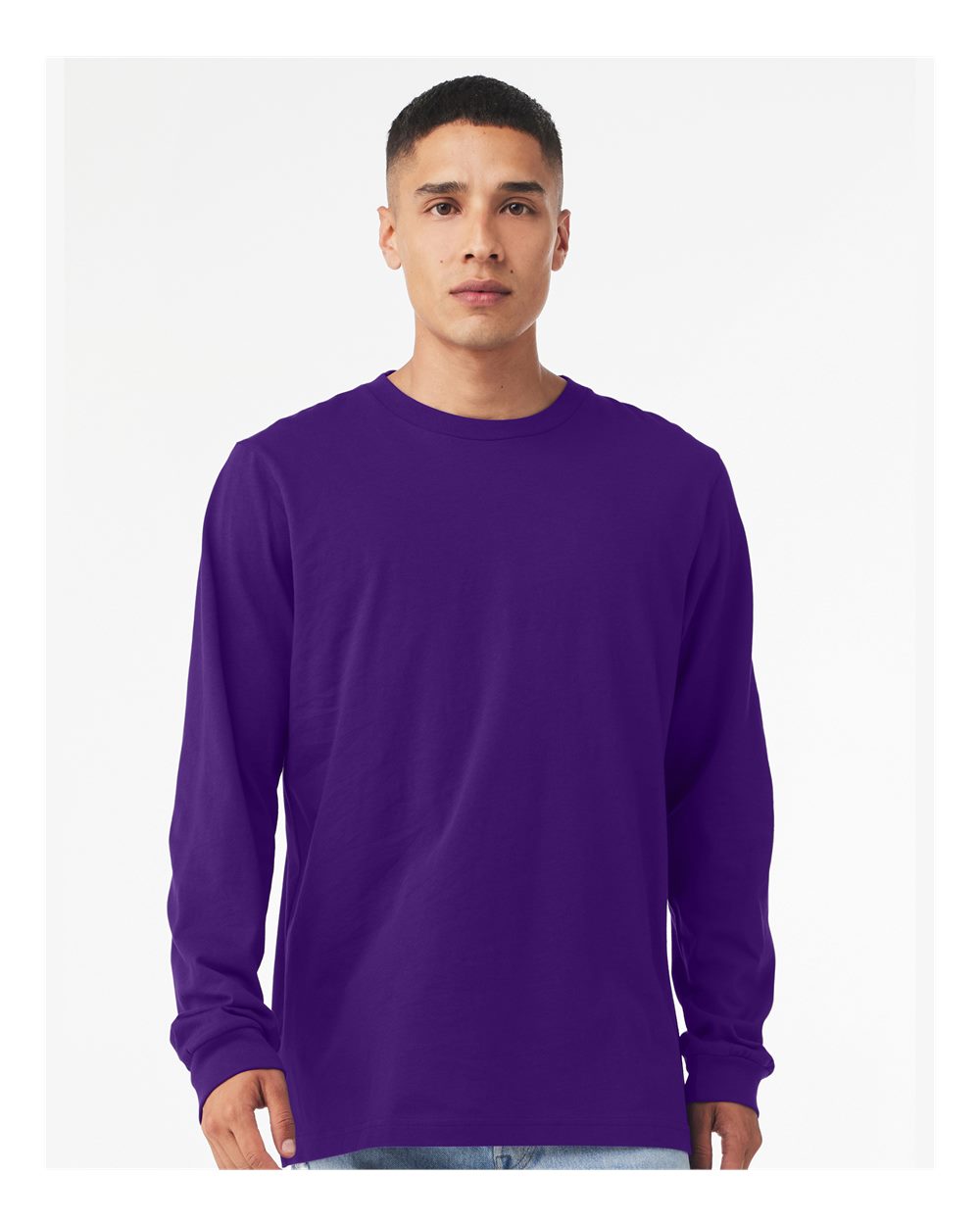 Unisex Jersey Long Sleeve Tee - OnModelFront - B05606742 - Team Purple