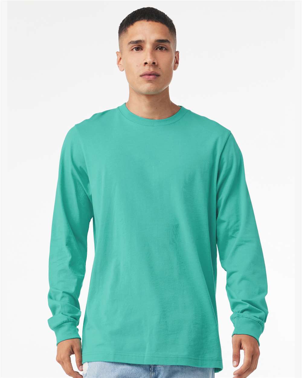 Unisex Jersey Long Sleeve Tee - OnModelFront - B05606772 - Teal