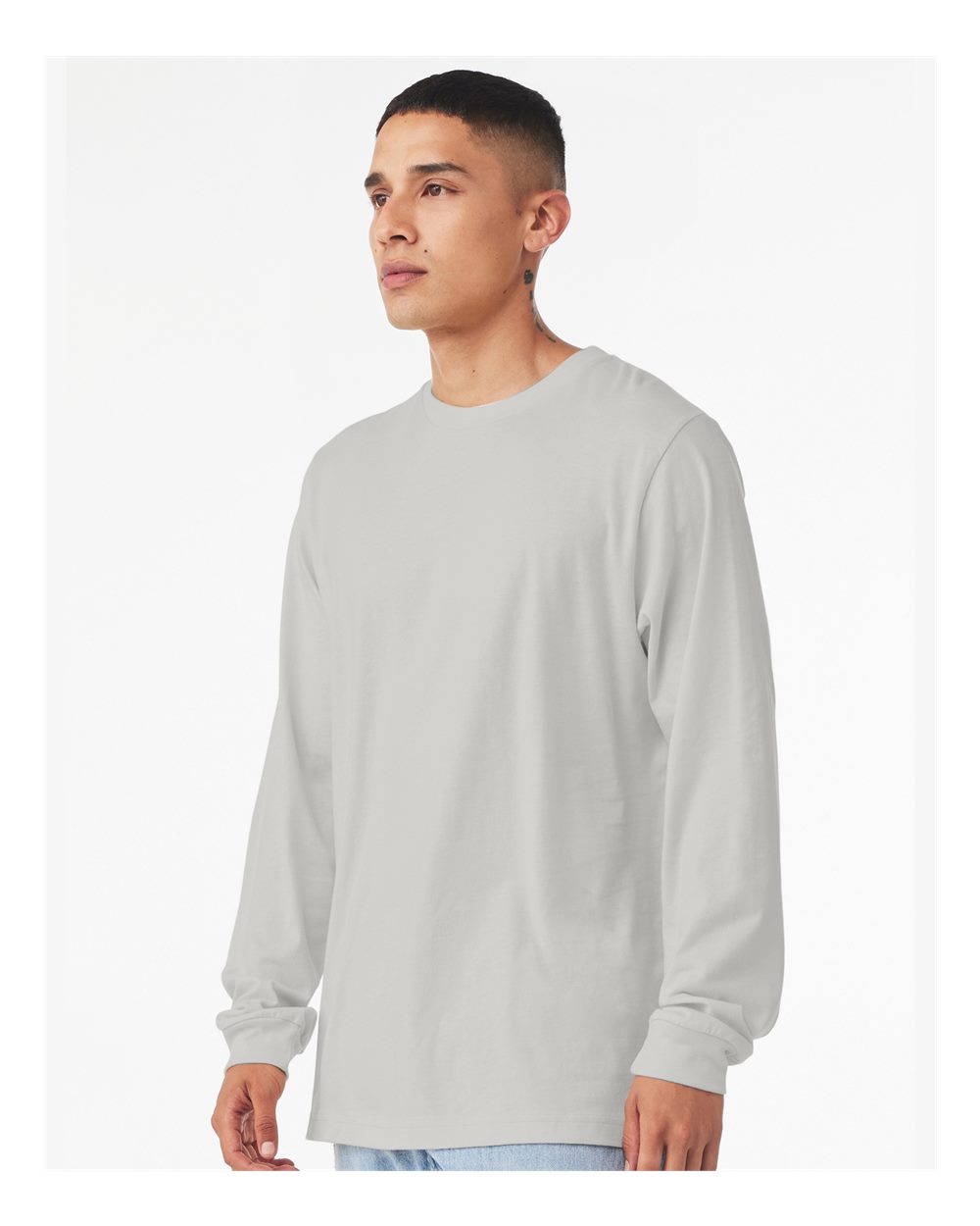 Unisex Jersey Long Sleeve Tee - OnModelSide - B05606032 - Silver