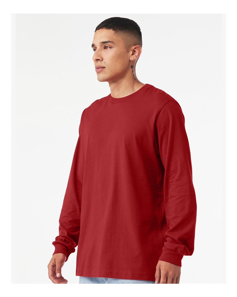 Unisex Jersey Long Sleeve Tee - OnModelSide - B05606042 - Canvas Red