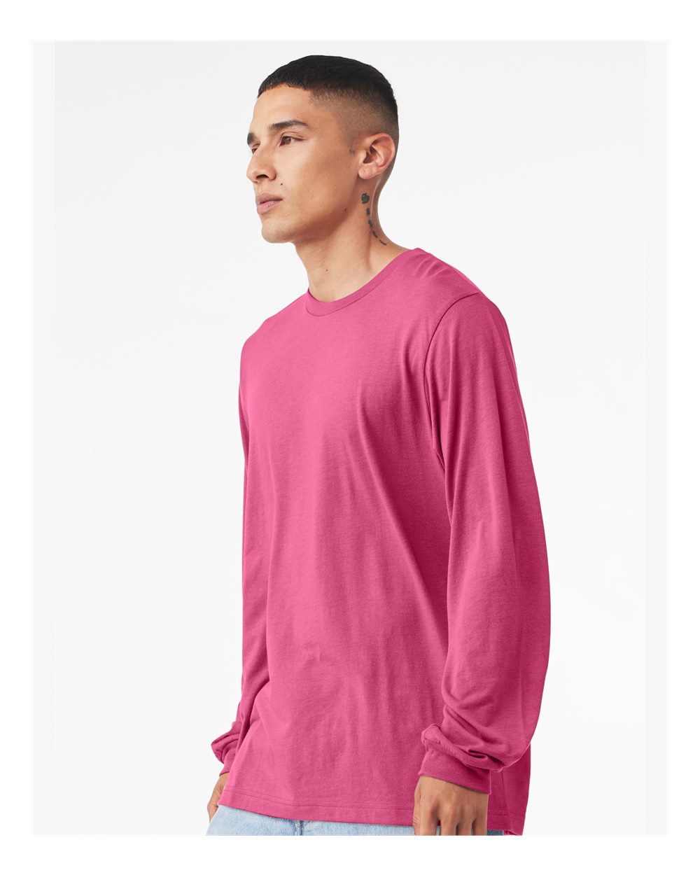 Unisex Jersey Long Sleeve Tee - OnModelSide - B05606112 - Berry