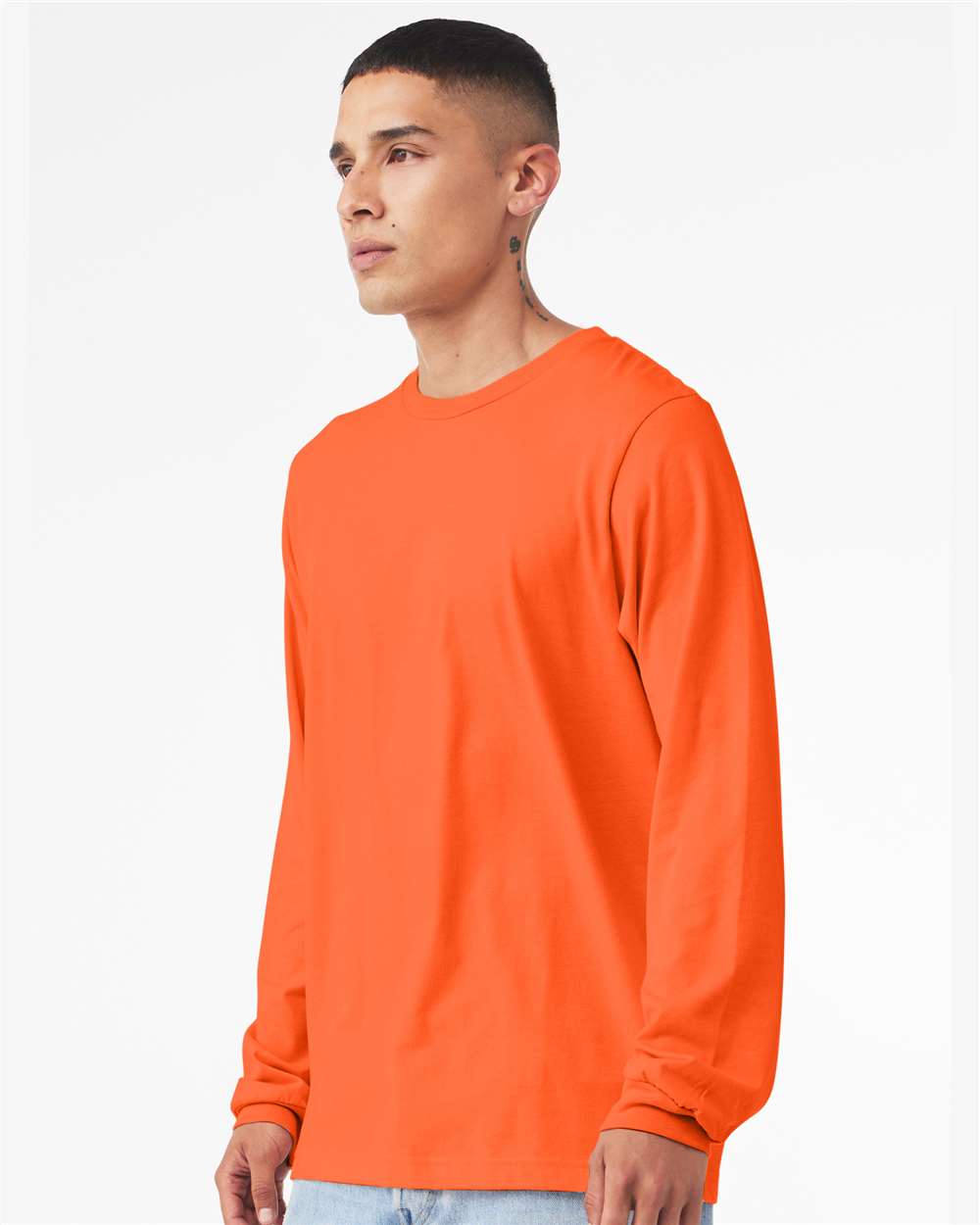 Unisex Jersey Long Sleeve Tee - OnModelSide - B05606162 - Orange