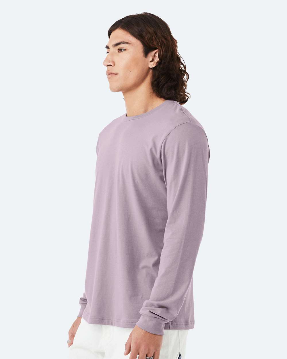Unisex Jersey Long Sleeve Tee - OnModelSide - B05606292 - Light Violet