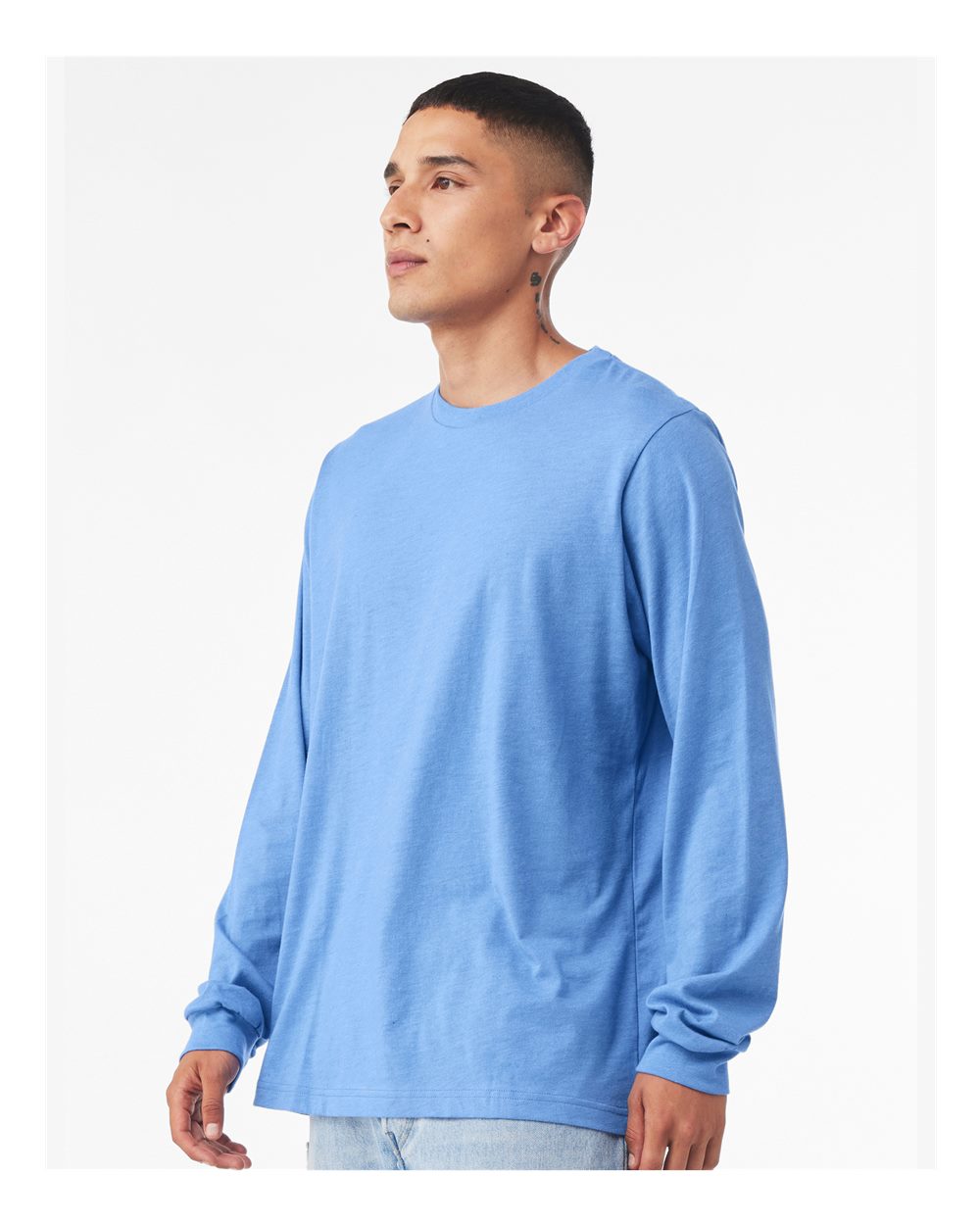 Unisex Jersey Long Sleeve Tee - OnModelSide - B05606512 - Carolina Blue