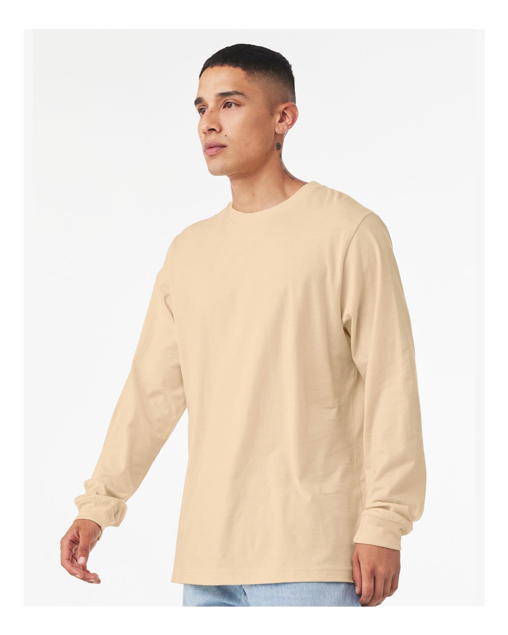 Unisex Jersey Long Sleeve Tee - OnModelSide - B05606552 - Soft Cream