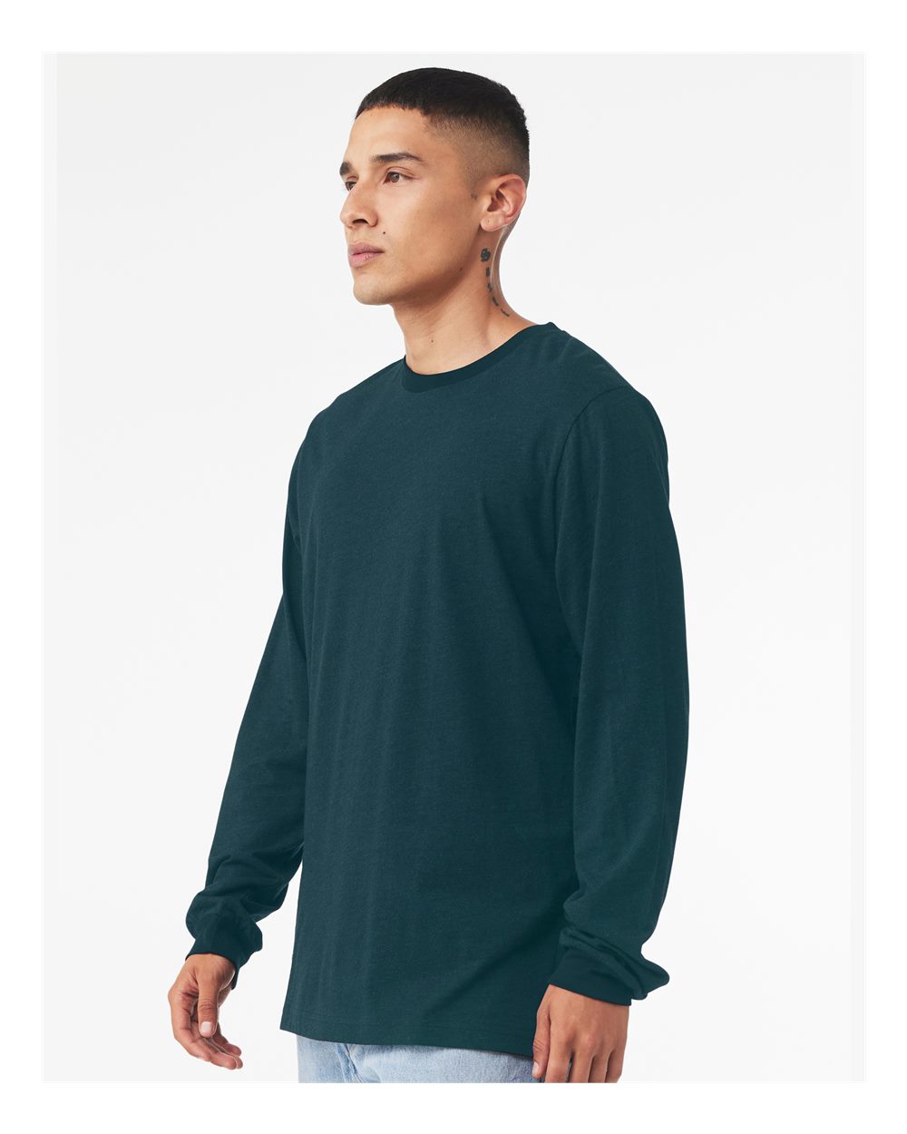 Unisex Jersey Long Sleeve Tee - OnModelSide - B05606592 - Atlantic