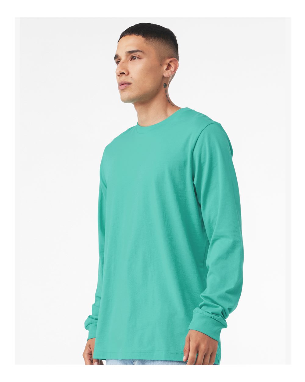 Unisex Jersey Long Sleeve Tee - OnModelSide - B05606772 - Teal