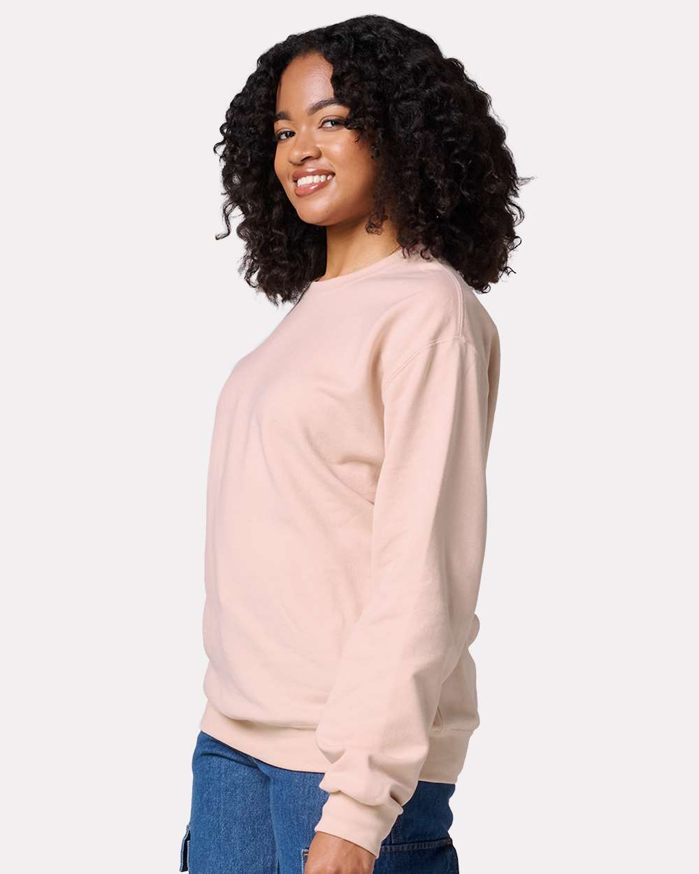 Unisex Ultimate CVC Crewneck Sweatshirt - OnModelSide - B01735303 - Blush Pink