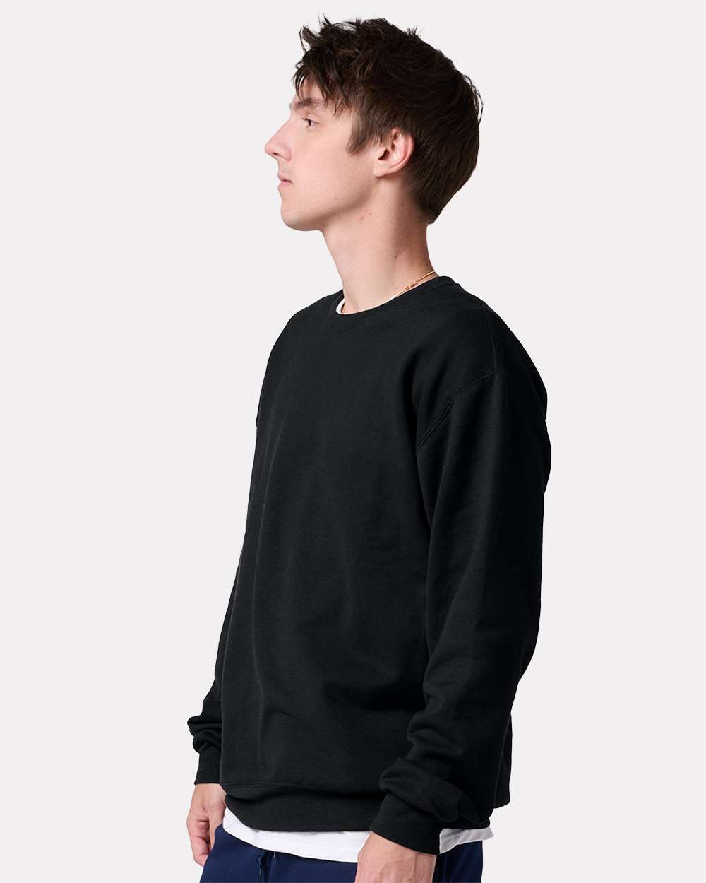 Unisex Ultimate CVC Crewneck Sweatshirt - OnModelSide - B01735503 - Black Ink