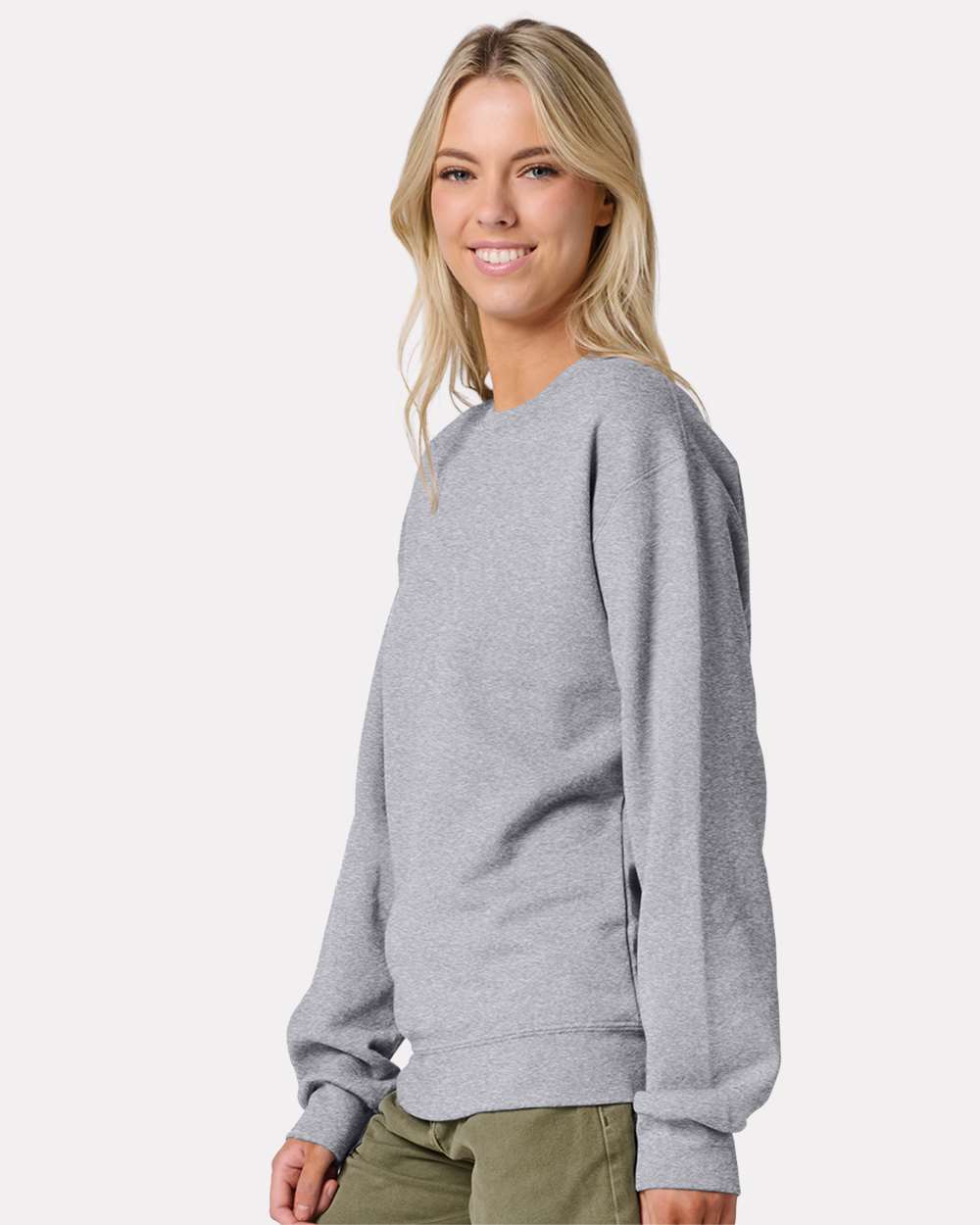 Unisex Ultimate CVC Crewneck Sweatshirt - OnModelSide - B01735583 - Athletic Heather