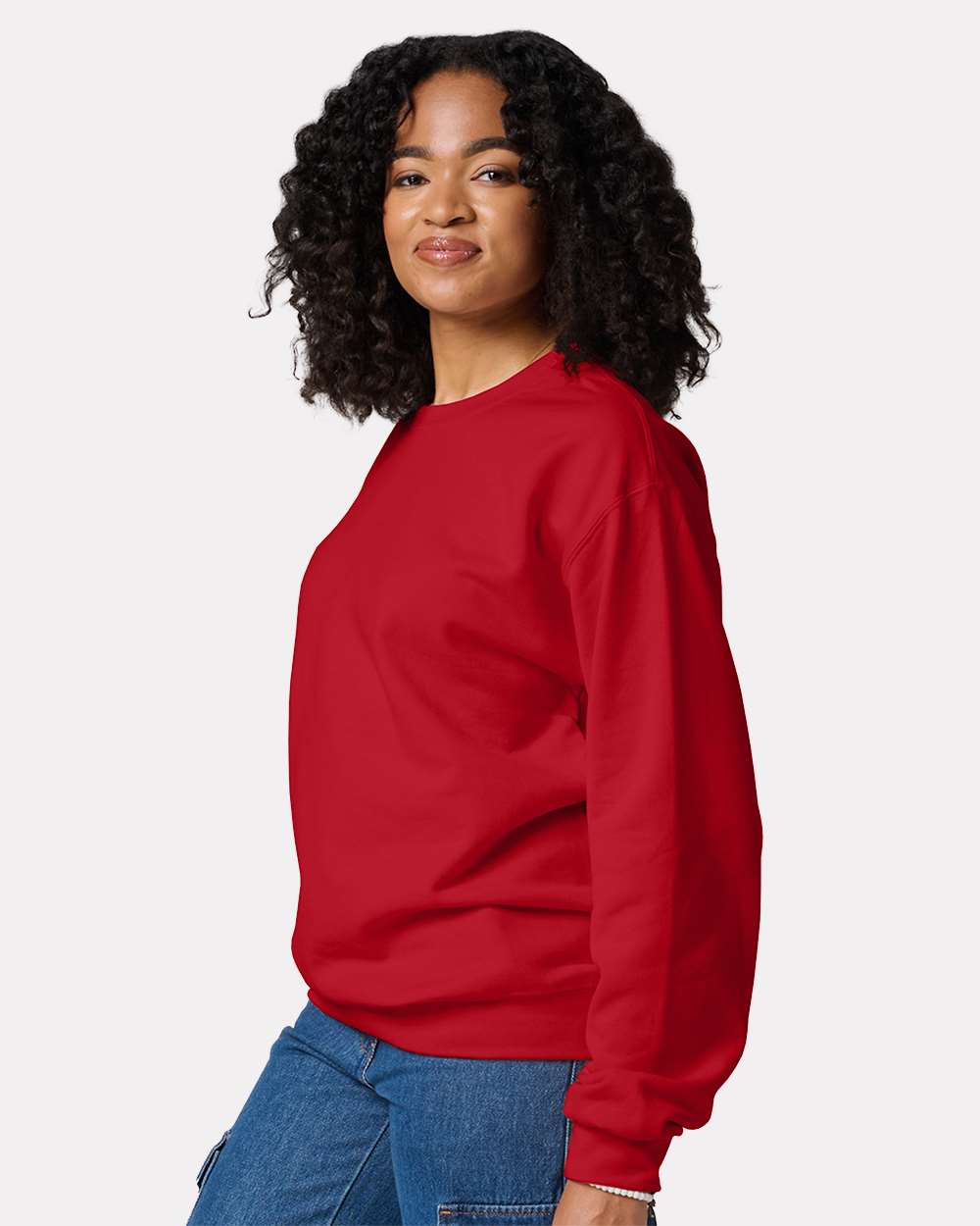 Unisex Ultimate CVC Crewneck Sweatshirt - OnModelSide - B01735703 - True Red