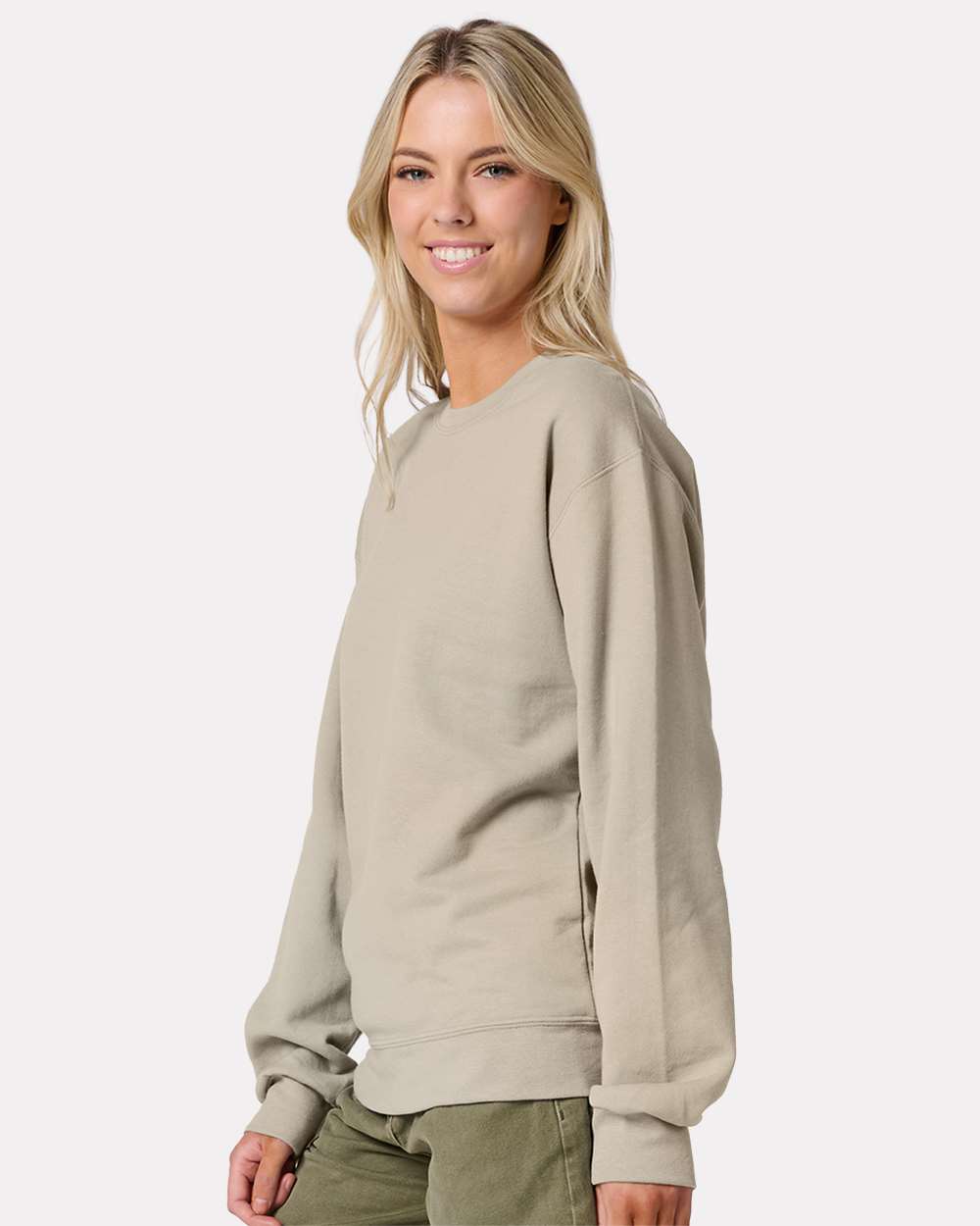 Unisex Ultimate CVC Crewneck Sweatshirt - OnModelSide - B01735733 - Putty