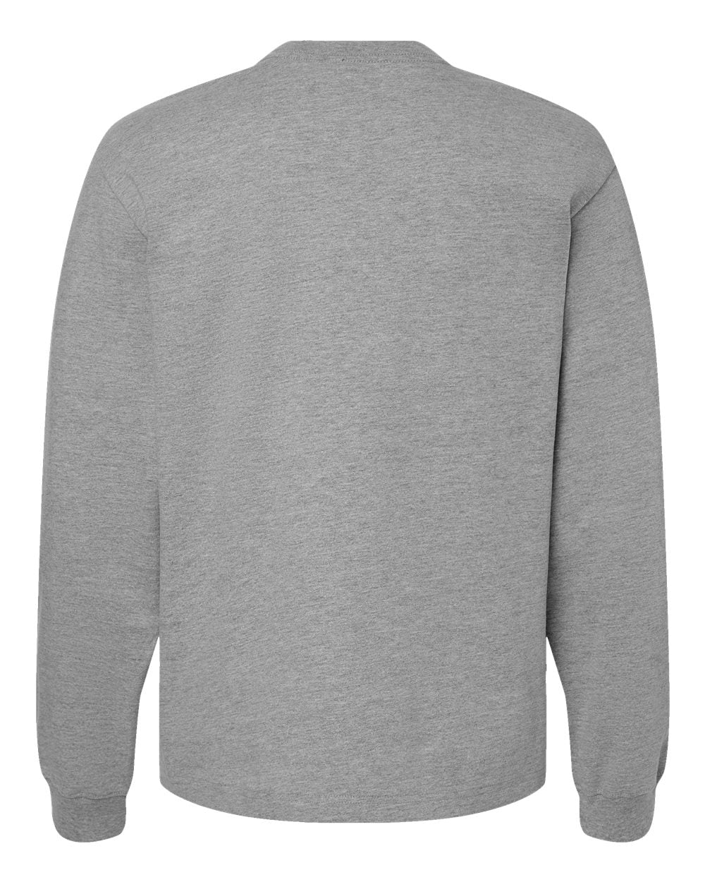 Unisex 7.5 oz Heavyweight Long Sleeve Tee - Back - B06706022 - Athletic Heather