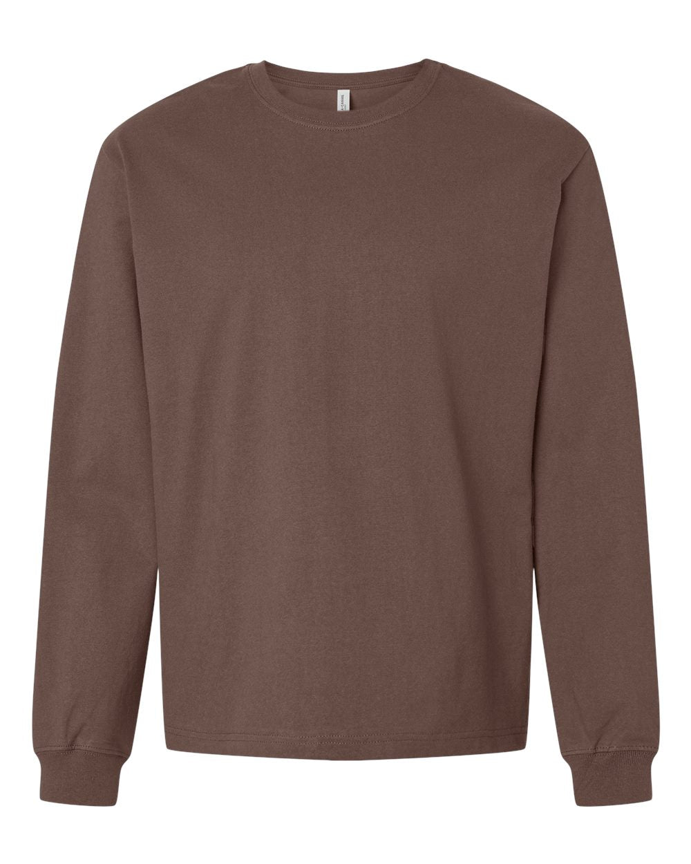 Unisex 7.5 oz Heavyweight Long Sleeve Tee - Front - B06706602 - Cocoa