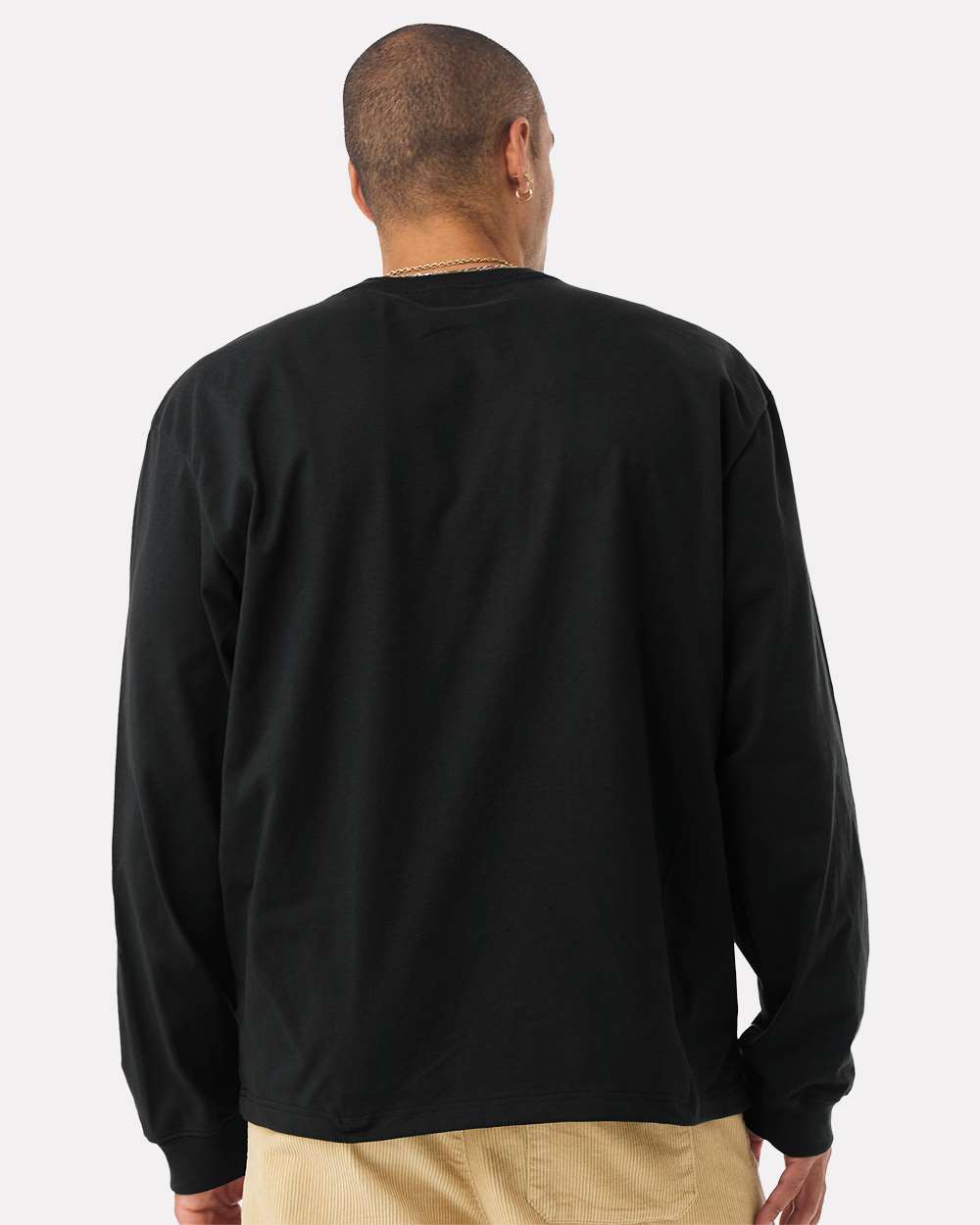 Unisex 7.5 oz Heavyweight Long Sleeve Tee - OnModelBack - B06706502 - Black
