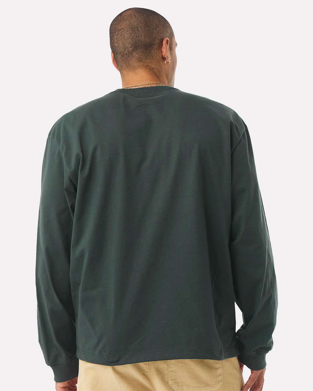 Unisex 7.5 oz Heavyweight Long Sleeve Tee - OnModelBack - B06706542 - Hunter Green