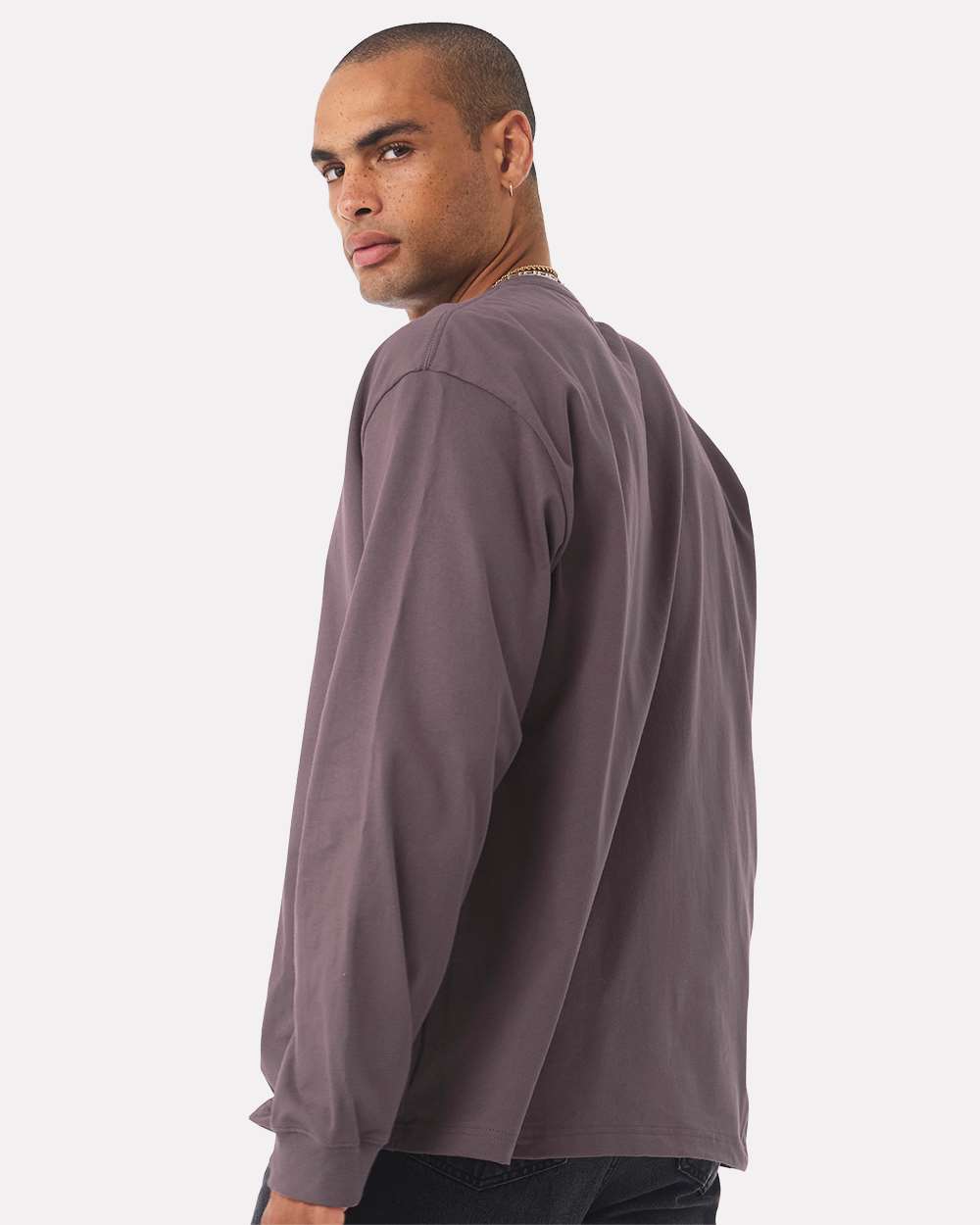 Unisex 7.5 oz Heavyweight Long Sleeve Tee - OnModelBack - B06706672 - Purple Storm