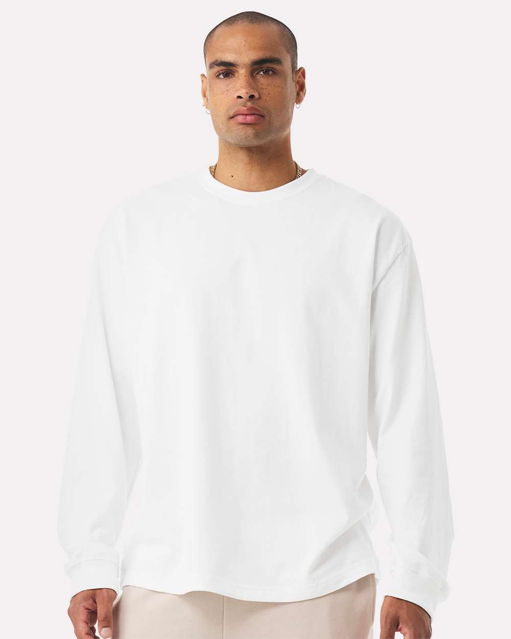 Unisex 7.5 oz Heavyweight Long Sleeve Tee - OnModelFront - B06706002 - White