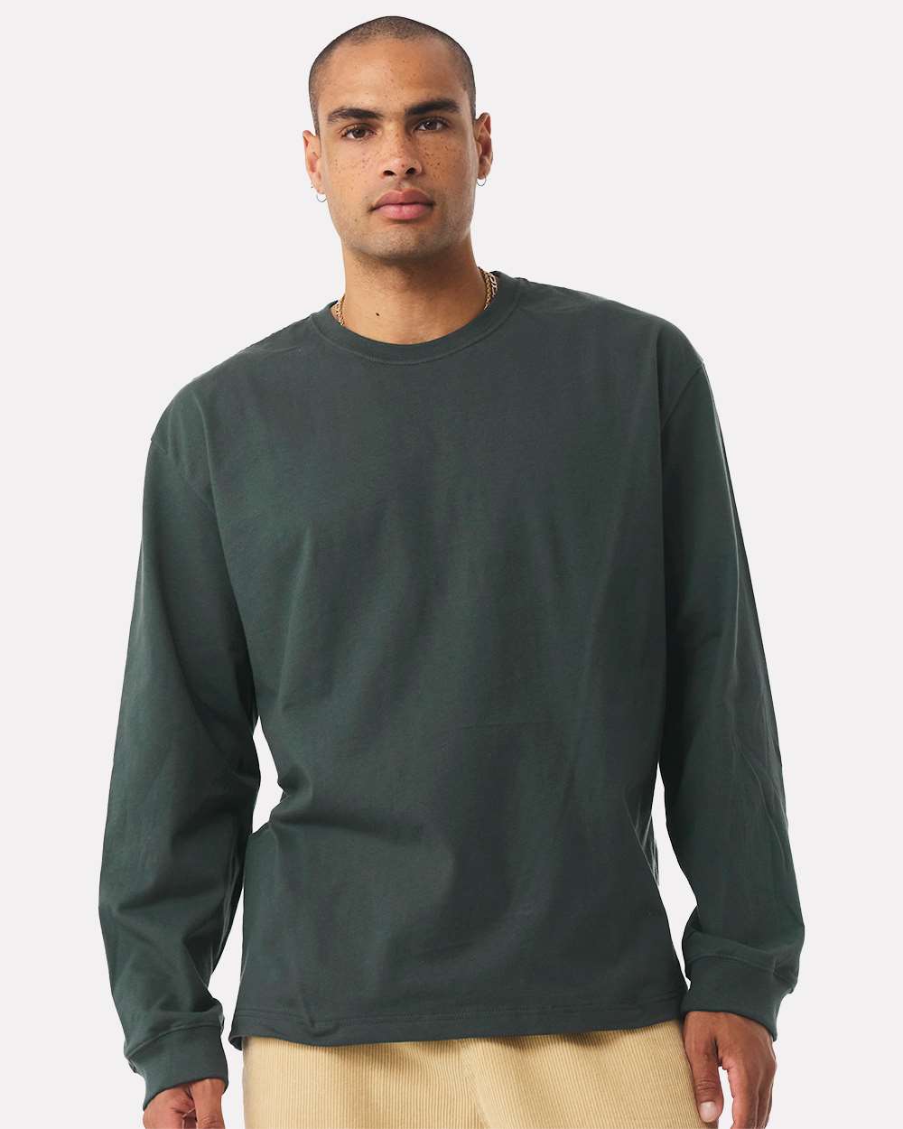 Unisex 7.5 oz Heavyweight Long Sleeve Tee - OnModelFront - B06706542 - Hunter Green