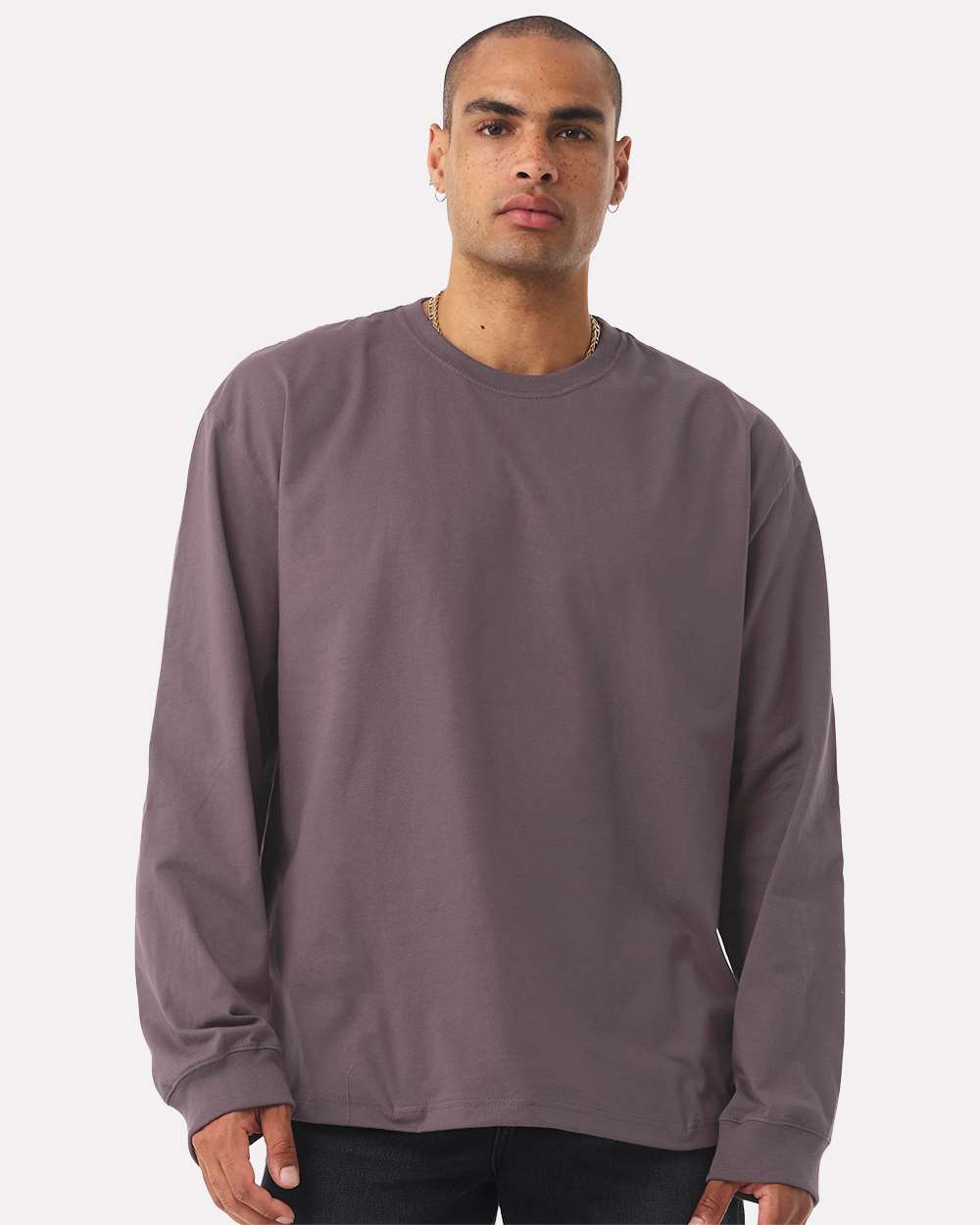 Unisex 7.5 oz Heavyweight Long Sleeve Tee - OnModelFront - B06706672 - Purple Storm