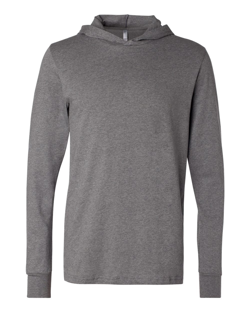 Unisex Jersey Hooded Long Sleeve Tee - Front - B82006072 - Deep Heather