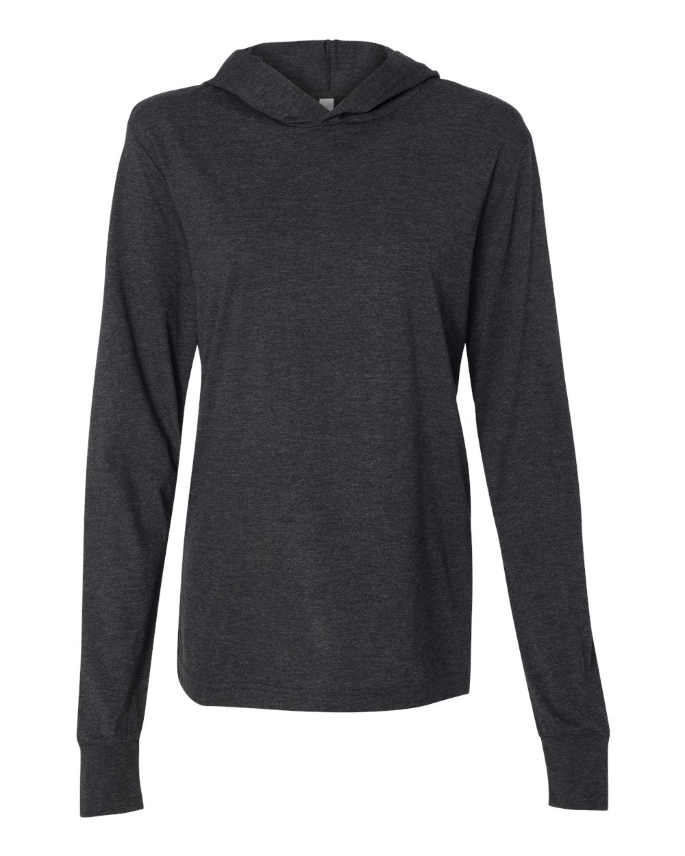 Unisex Jersey Hooded Long Sleeve Tee - Front - B82006102 - Charcoal Black Triblend