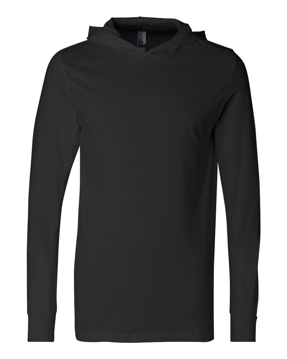 Unisex Jersey Hooded Long Sleeve Tee - Front - B82006502 - Black