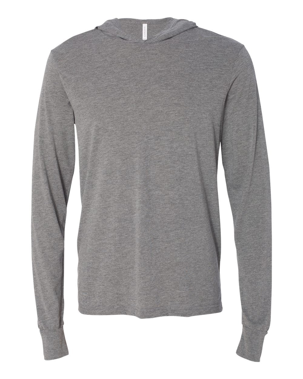 Unisex Jersey Hooded Long Sleeve Tee - Front - B82006582 - Grey Triblend
