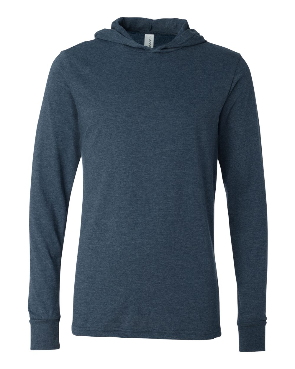 Unisex Jersey Hooded Long Sleeve Tee - Front - B82006652 - Heather Navy